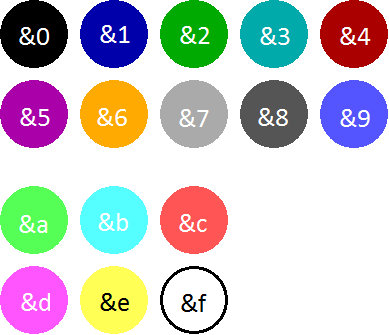 Farben und zugehörige Farbcodes: